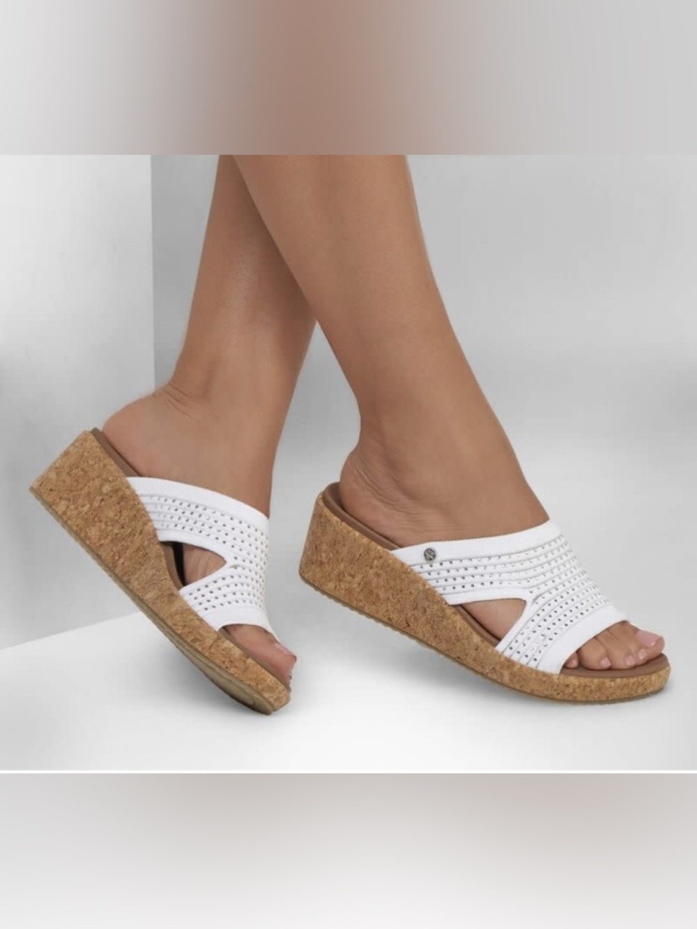 Skechers Arch Fit Beverlee "Sweet Lacey" Wedge Sandals White, NIB 38 (US 7-7.5)